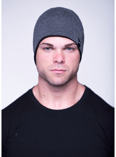 Reversible Beanie - Black and Charcoal