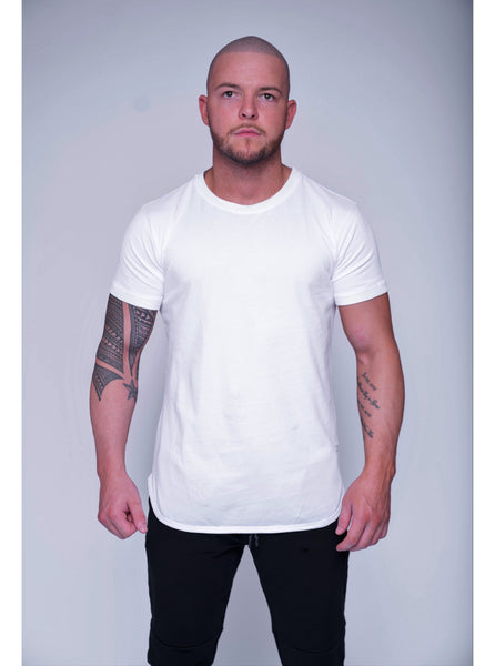 Curved Hem Urban T-Shirt - White